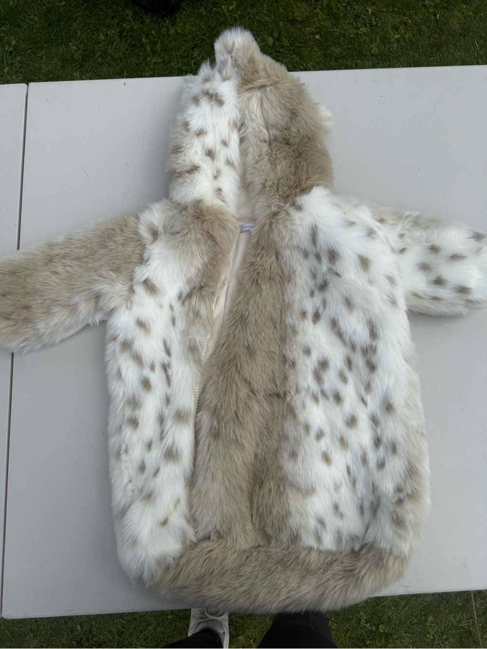 Restoration Hardware Kids One-Piece Faux Fur Coat in White and Cream